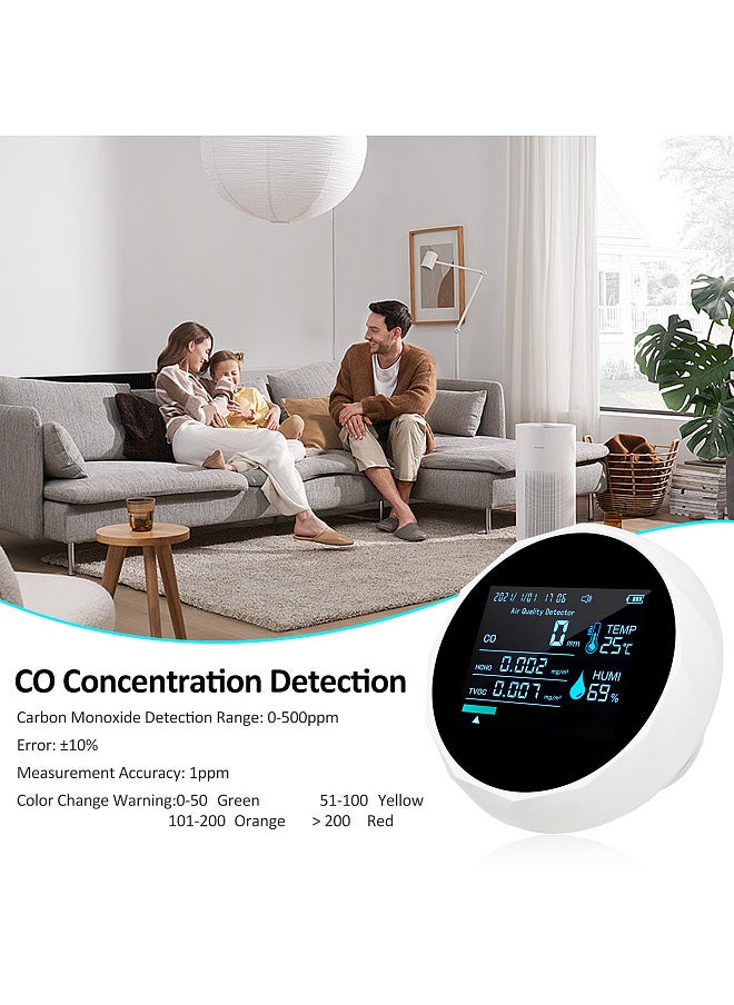 Generic - 2CO16TB 6 In 1 Multifunctional Air Quality Monitor, Portable Formaldehyde Detector Professional Air Quality Tester for Indoor Spaces - Date Time, CO, TVOC, HCHO, Humidity & Temperature Analyzer - Image 1