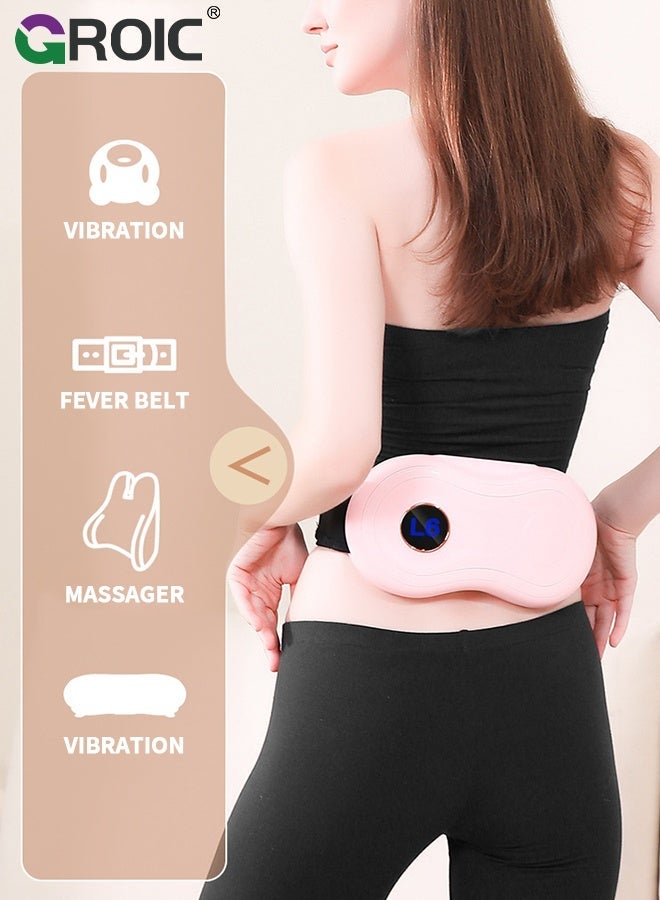 GROIC Slimming Belt, Abdominal Massager Portable Weight Loss Machine with 6 Massage Modes,Heating Pad for Period Cramps, Electric Waist Belt Device,Electric Fast Heating Belly Wrap Belt(Pink) - Image 2