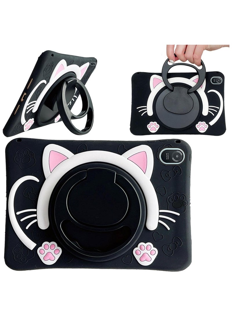 VKL Case for Honor Pad 8 12 Inch 2022 Cover, Cute Cat Kids Case with 360° Rotating Handle Kickstand Shockproof Rugged Heavy Duty Kids Friendly Tablet Cover, Black - Image 1