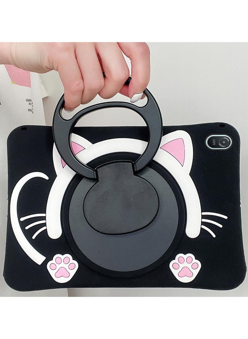 VKL Case for Honor Pad 8 12 Inch 2022 Cover, Cute Cat Kids Case with 360° Rotating Handle Kickstand Shockproof Rugged Heavy Duty Kids Friendly Tablet Cover, Black - Image 5