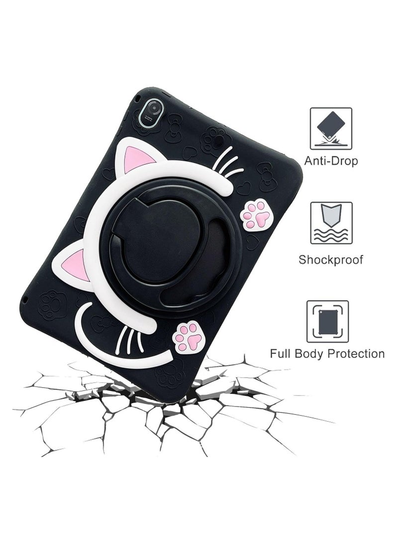VKL Case for Honor Pad 8 12 Inch 2022 Cover, Cute Cat Kids Case with 360° Rotating Handle Kickstand Shockproof Rugged Heavy Duty Kids Friendly Tablet Cover, Black - Image 4