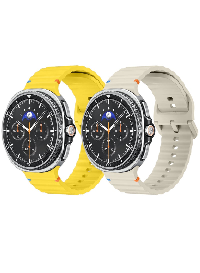CATANES 2 Packs Silicone Ocean Band for Samsung Galaxy Watch 8 Classic 46mm and Watch 8 40mm 44mm - Sport Band Strap - Image 2