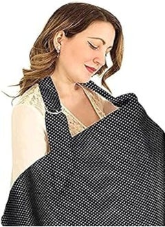 CANDY Breastfeeding Cover Up with Adjustable Strap * Black with White Dots * 100% Premium Cotton * Boned Nursing Cover * Breathable & Lightweight * Stylish & Discreet * incl Storage Bag & Towel Corners 