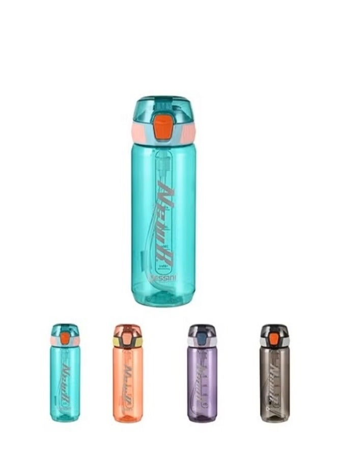 DESSINI زجاجة ماء سعة 650 مل بتصميم مزدوج اللون خالية من المواد السامة BPA - تدفق سريع - غطاء قابل للفتح بلمسة واحدة ومقاوم للتسرب، تركواز/أزرق - Image 2