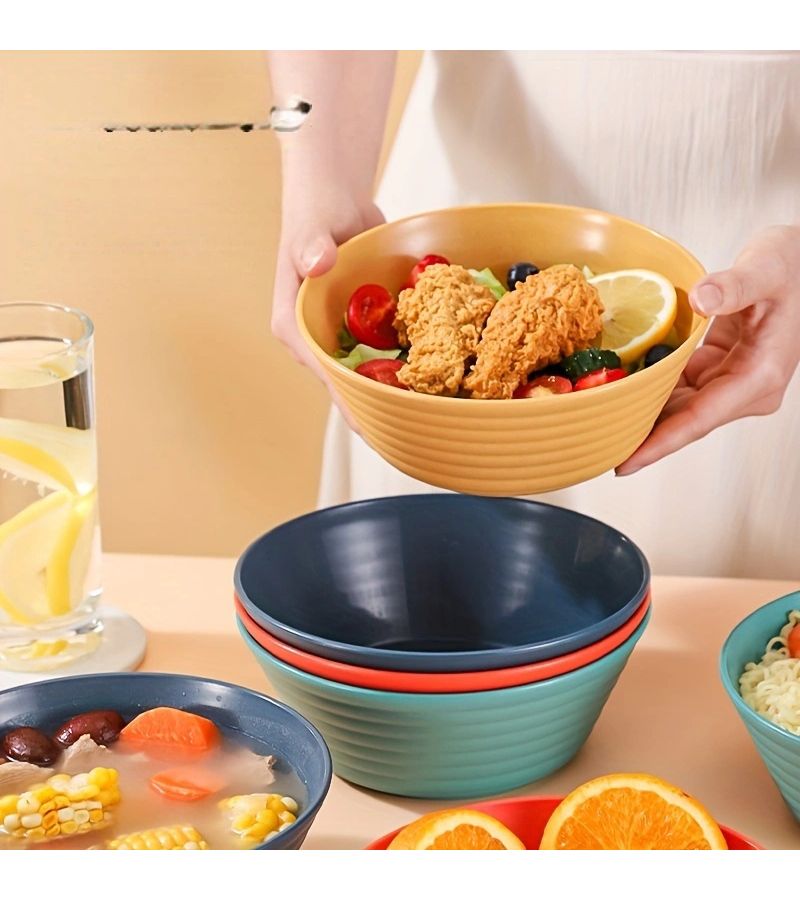 1 Piece 36 Oz Wheat Grain Bowl Blue Unbreakable Reusable Soup Bowl Microwave And Dishwasher Safe For Grains Salads Rice Noodles Kitchen - Image 5