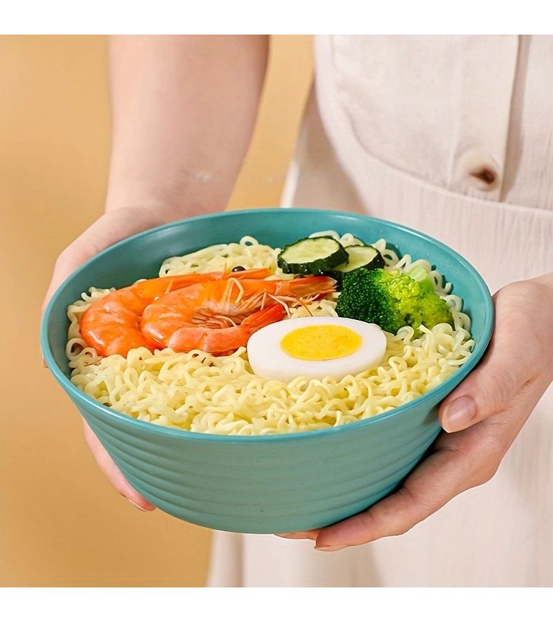 1 Piece 36 Oz Wheat Grain Bowl Blue Unbreakable Reusable Soup Bowl Microwave And Dishwasher Safe For Grains Salads Rice Noodles Kitchen - Image 2