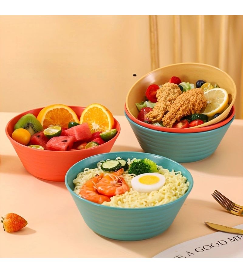 1 Piece 36 Oz Wheat Grain Bowl Blue Unbreakable Reusable Soup Bowl Microwave And Dishwasher Safe For Grains Salads Rice Noodles Kitchen - Image 1