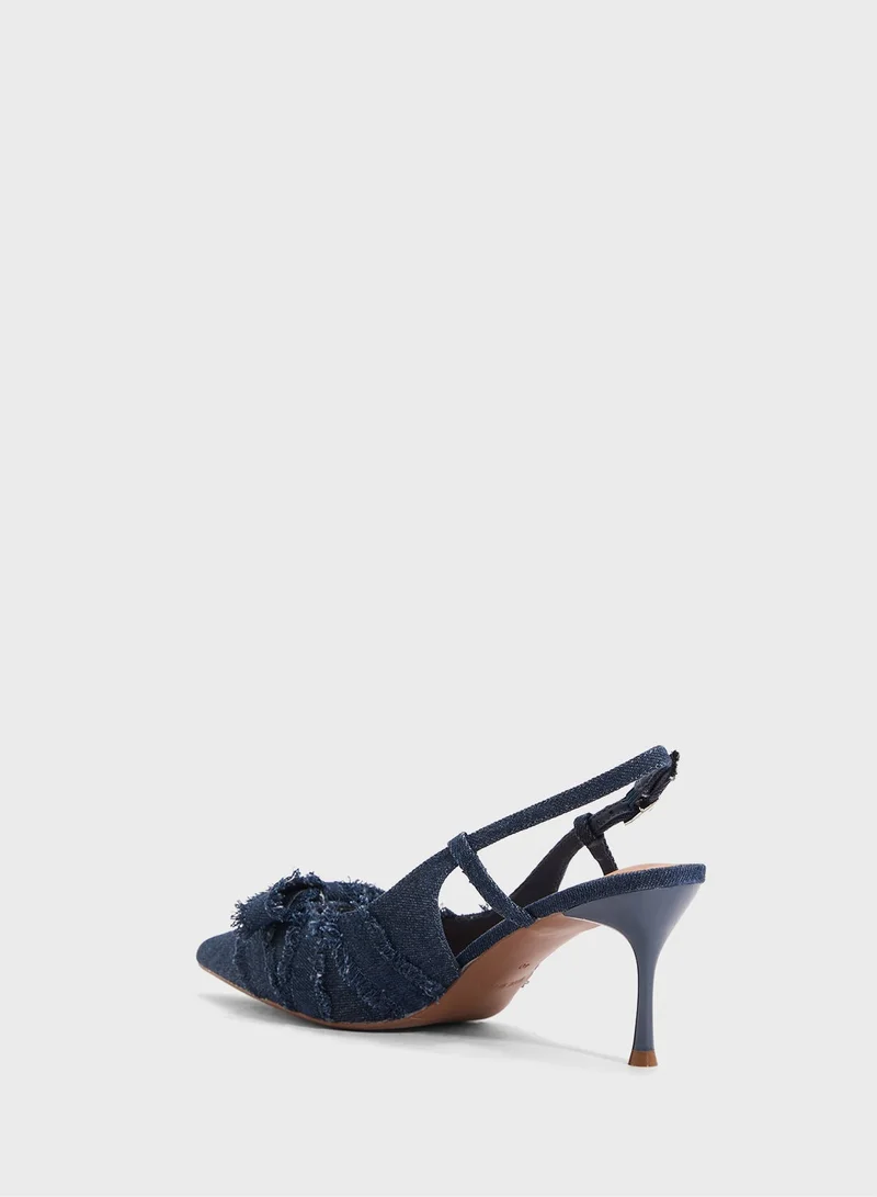 جينجر حذاء كعب عالي بحزام خلفي وربطة فيونكة