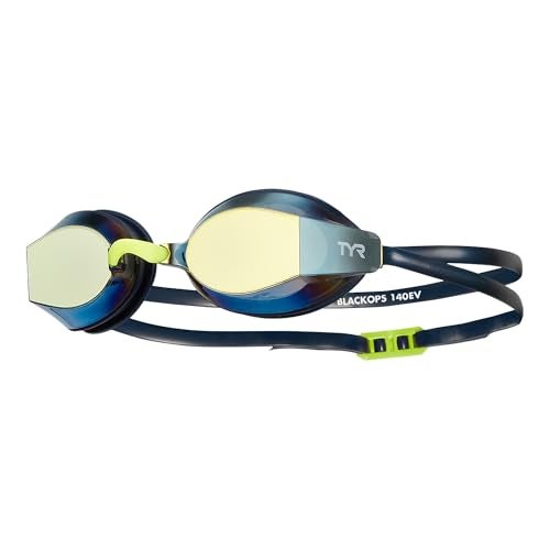 TYR Adults Black Ops 140 EV Mirrored Racing Goggles - Gold/Navy - Image 1