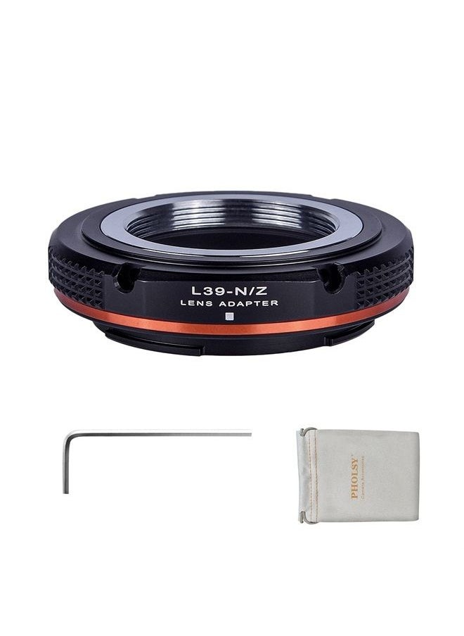 PHOLSY - Lens Mount Adapter Compatible with Leica M39 Lens (L39 M39 LTM 39mm Lens) to Nikon Z Mount Camera Body Compatible with Nikon Z fc, Z30, Z9, Z8, Z6, Z7, Z5, Z50 (Note: NOT FIT Z6 II and Z7 II) - Image 1