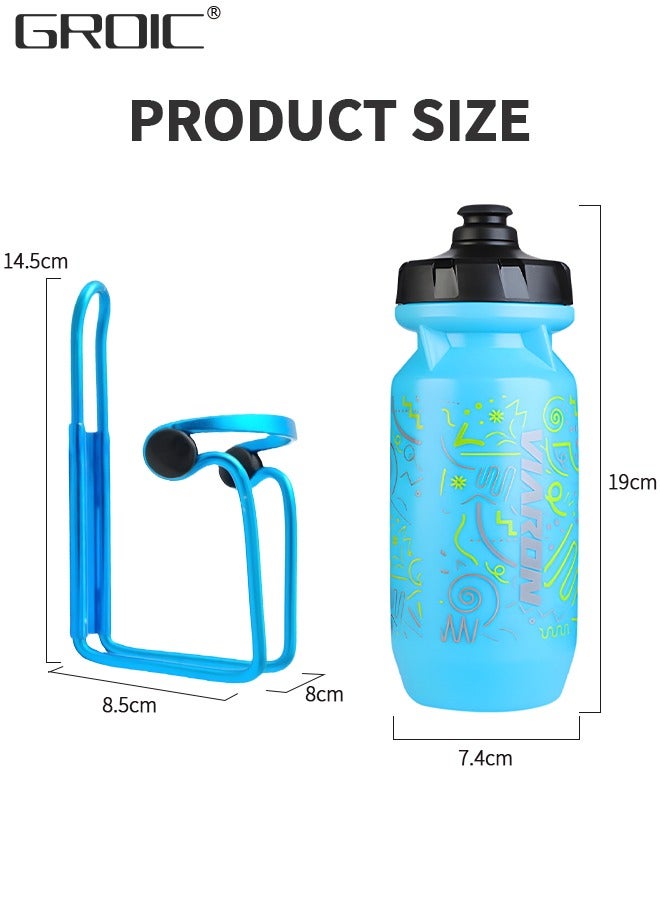 Water Bottle Cages for MTB Bikes with 550ml Water Cup- Lightweight Aluminum Alloy Holder Brackets - Easy to Install with Drilled Holes