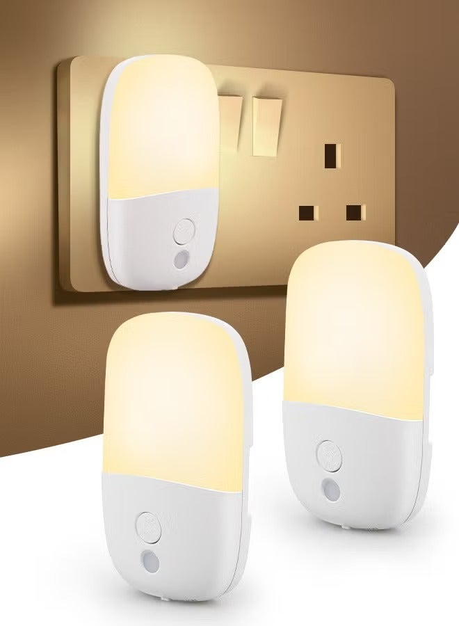 2-Pack Motion Sensor Dimmable Night Light, Night Lights Plug into Wall, LED Adjustable Brightness Wall Light for Kids Bedroom, Bathroom, Hallway, Kitchen, Stairway - Image 1