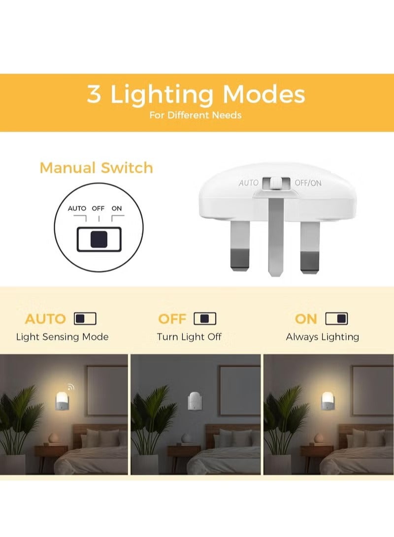 2-Pack Motion Sensor Dimmable Night Light, Night Lights Plug into Wall, LED Adjustable Brightness Wall Light for Kids Bedroom, Bathroom, Hallway, Kitchen, Stairway - Image 5