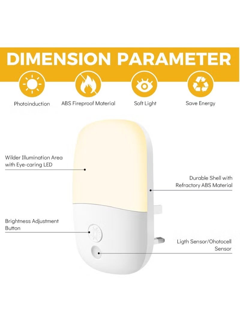 2-Pack Motion Sensor Dimmable Night Light, Night Lights Plug into Wall, LED Adjustable Brightness Wall Light for Kids Bedroom, Bathroom, Hallway, Kitchen, Stairway - Image 2