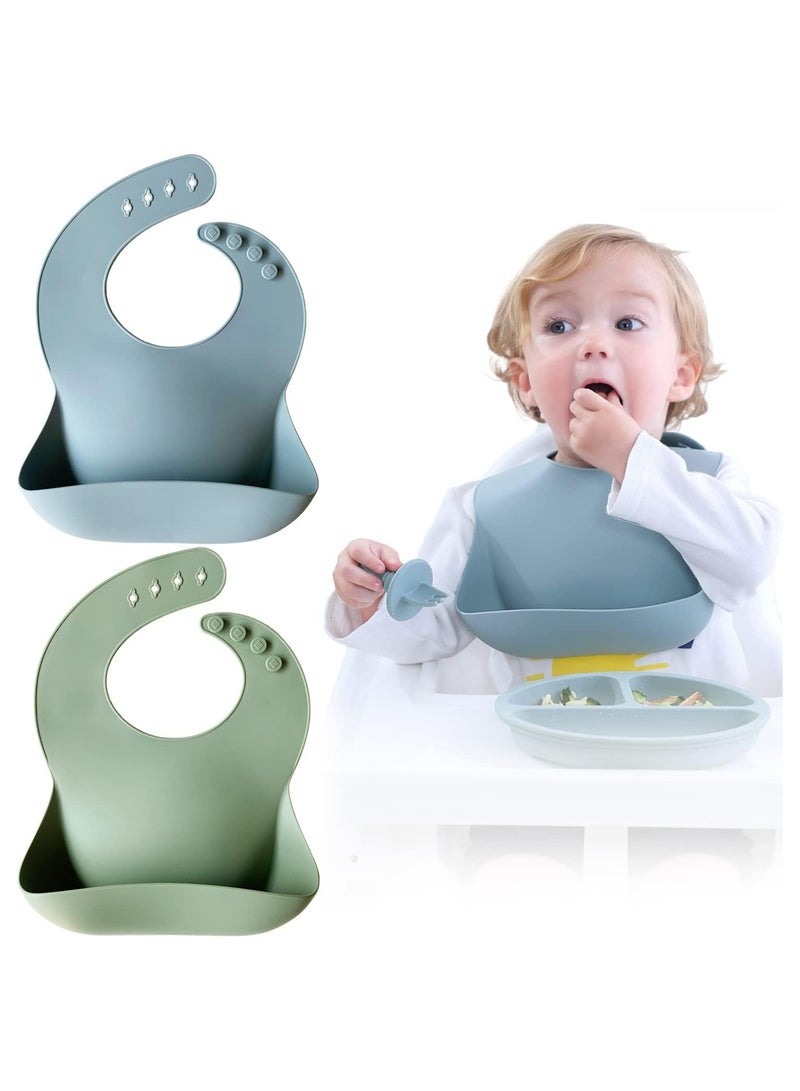 أوزيغالور مجموعة من 3 مرايل أطفال سليكونية ظريفة (بني/أزرق/أخضر) - Image 1