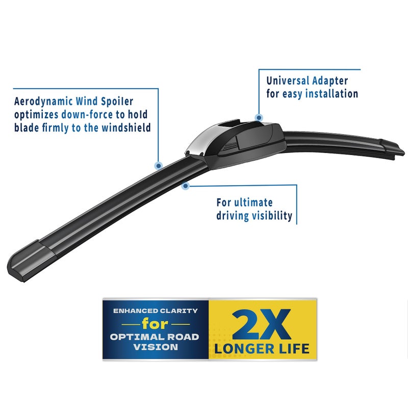 JINGOU 26''+19'' Front Windshield Wiper Blades Compatible with 2008-2017 Honda Accord/2010-2015 Toyota Prius OEM QUALITY Premium All-Season Automotive Replacement Wipers (Pack of 2) - Image 2