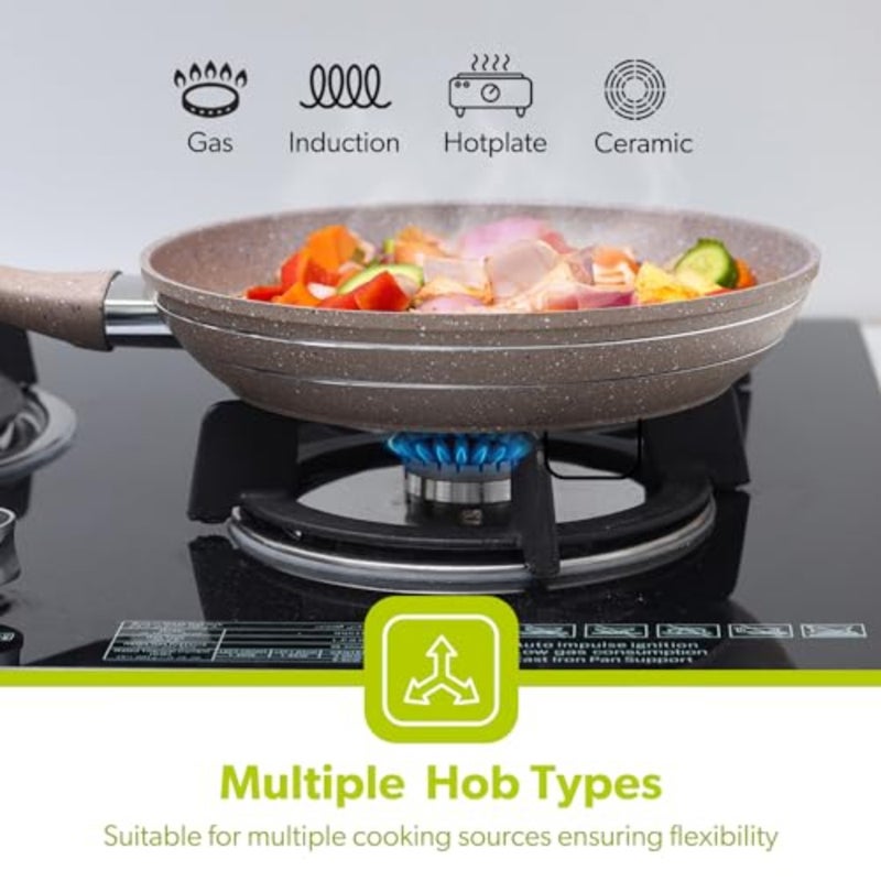 smart fry pan - 5 layer granite non-stick coating pan multiple hob compatibility heat-resistant handle with hanging loop ideal frying, cooking, sauteing and more - Image 4