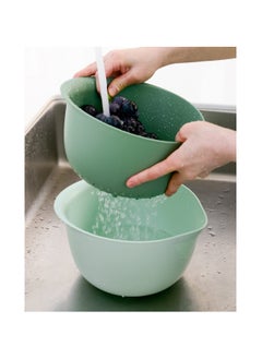 SYOSI Kitchen Colander Set Strain Rice Quinoa and Small Grains Soak Wash and Drain Vegetables and Fruit Olive and Sage 4 Quart Bowl  - Image 2