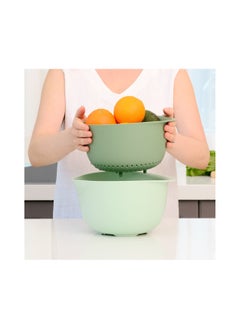 SYOSI Kitchen Colander Set Strain Rice Quinoa and Small Grains Soak Wash and Drain Vegetables and Fruit Olive and Sage 4 Quart Bowl  - Image 3