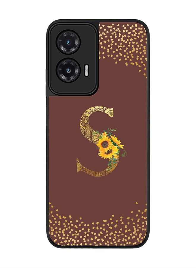 Stylizedd For Motorola Moto G35 Case,Slim fit Camera Protection, Shockproof Thin Phone cover  - Custom Floral Monogram - S  (Brown )