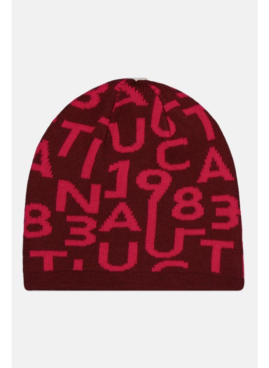 Kids Girl Printed Beanie, Brown