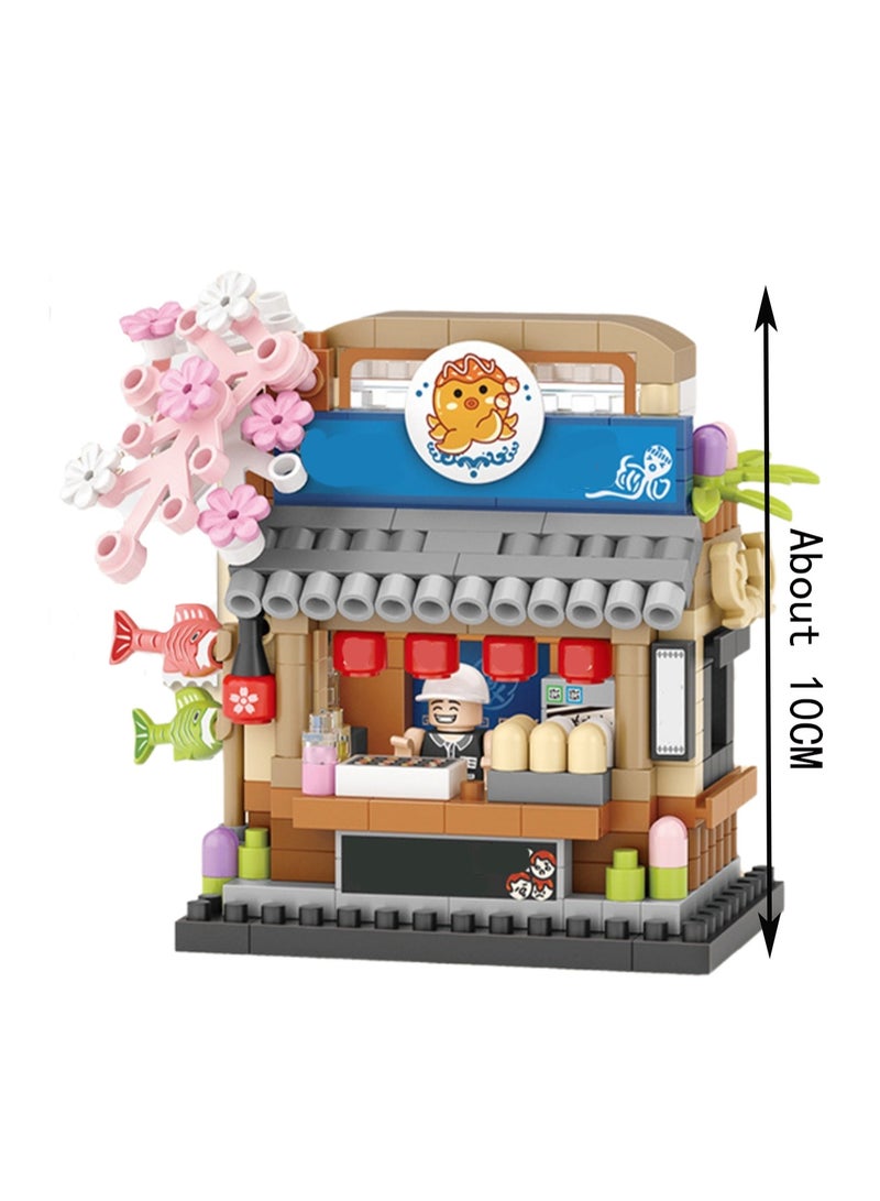320pcs Takoyaki Shop, Street Shop Assembly Model Ornaments Building Blocks Toys, Children'S Educational Assembly Gifts - Image 2
