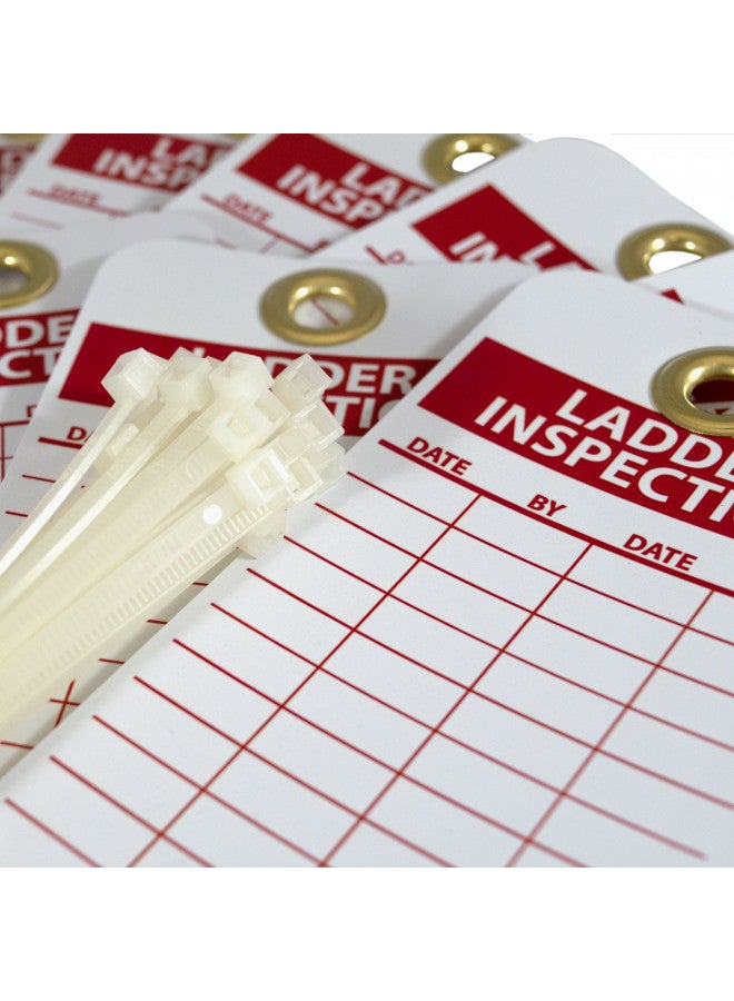NMC Ladder Inspection Tag, Double-Sided, 25-Pack, 3" Width x 6" Height, Unrippable Vinyl, White/Red Text on Red/White Base, Made in The USA, RPT168G - Image 3