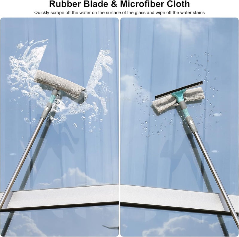 BLURISM 7in1 Home Cleaning Supplies Kit with Mop Broom Ceiling pad Duster 7in1 Squeegee Tile Scrubber Scrub Brush Bonus Lint Remover Microfiber Mop with Extension Pole Stainless Steel - Image 2
