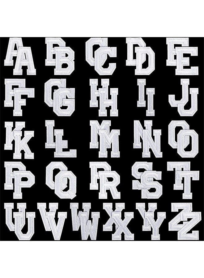 Peachjoy Alphabet Applique Patches,  52 Pieces Iron on Letter Patches Patch A-Z Letter Repair Patches, for Hats, Shirts, Shoes, Jeans, Bags (White) - Image 1