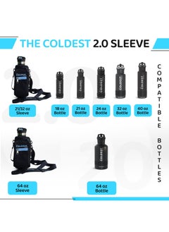THE COLDEST WATER Coldest Water Bottle Carrier Bag with Adjustable Straps - Travel Friendly Dent Free Design  Extra Phone Pocket Holder Case Pouch Sleeve Cover Fits Insulated Stainless Steel Water Bottle 64 oz  - Image 3