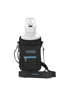 THE COLDEST WATER Coldest Water Bottle Carrier Bag with Adjustable Straps - Travel Friendly Dent Free Design  Extra Phone Pocket Holder Case Pouch Sleeve Cover Fits Insulated Stainless Steel Water Bottle 64 oz  - Image 1