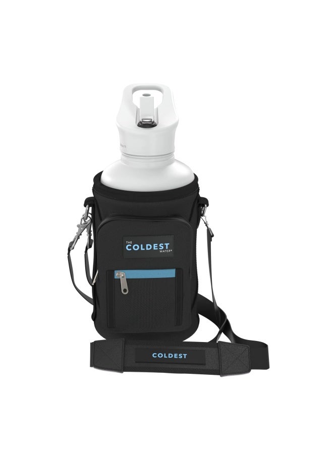 THE COLDEST WATER حقيبة حامل زجاجة الماء الأكثر برودة مع أحزمة قابلة للتعديل - تصميم صديق للسفر خالي من الخدوش مع جيب إضافي لحافظة الهاتف - Image 1