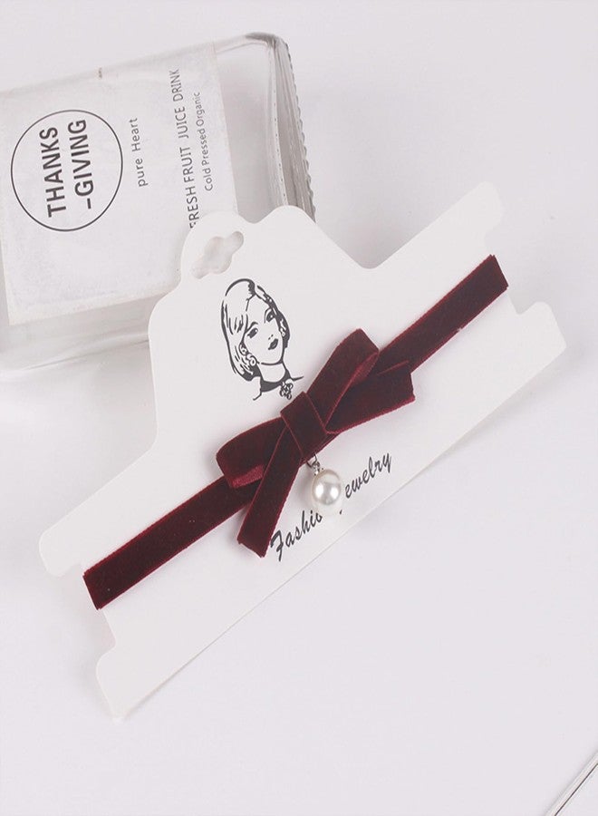 MIFYNN Bow Necklace for Women Red Bow Ribbon Choker Necklace Pearl Pendant Necklaces Cute Bow Knot Necklaces for Christmas Gifts (Red) - Image 3