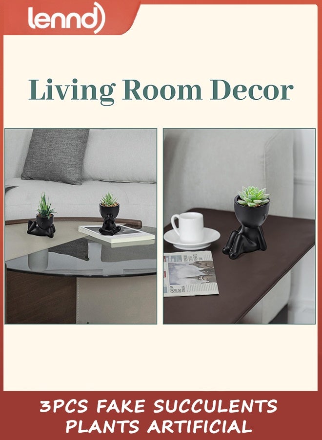 LENND Fake Plant 3pcs Fake Succulents Plants Artificial for Black Bathroom Bedroom Home Living Room Halloween Decor Aesthetic Indoor - Image 4