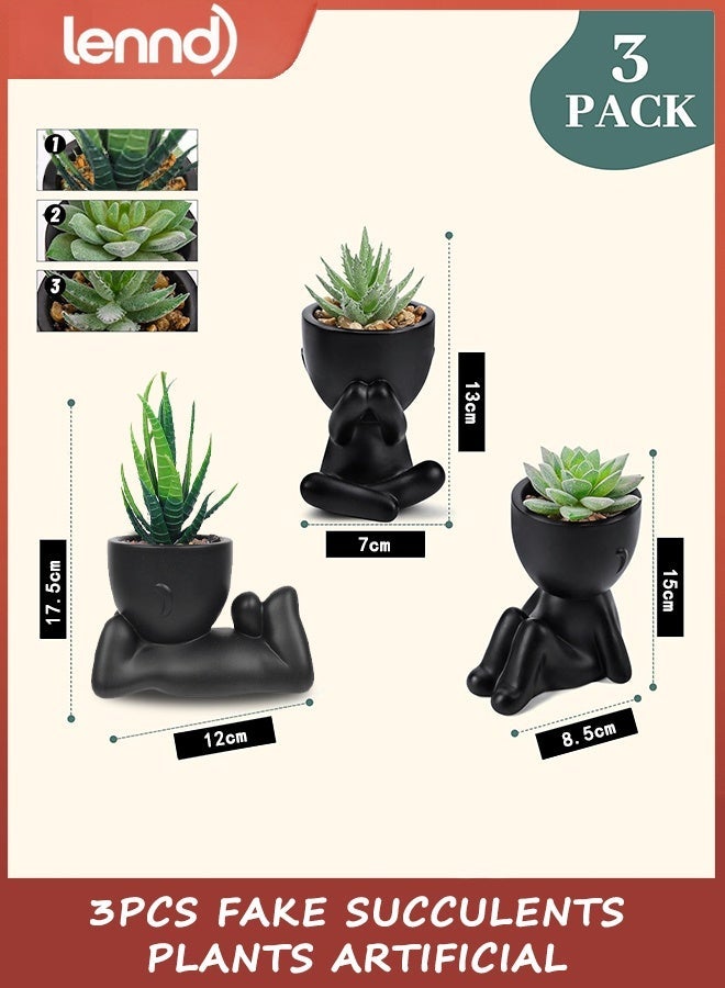 LENND Fake Plant 3pcs Fake Succulents Plants Artificial for Black Bathroom Bedroom Home Living Room Halloween Decor Aesthetic Indoor - Image 5