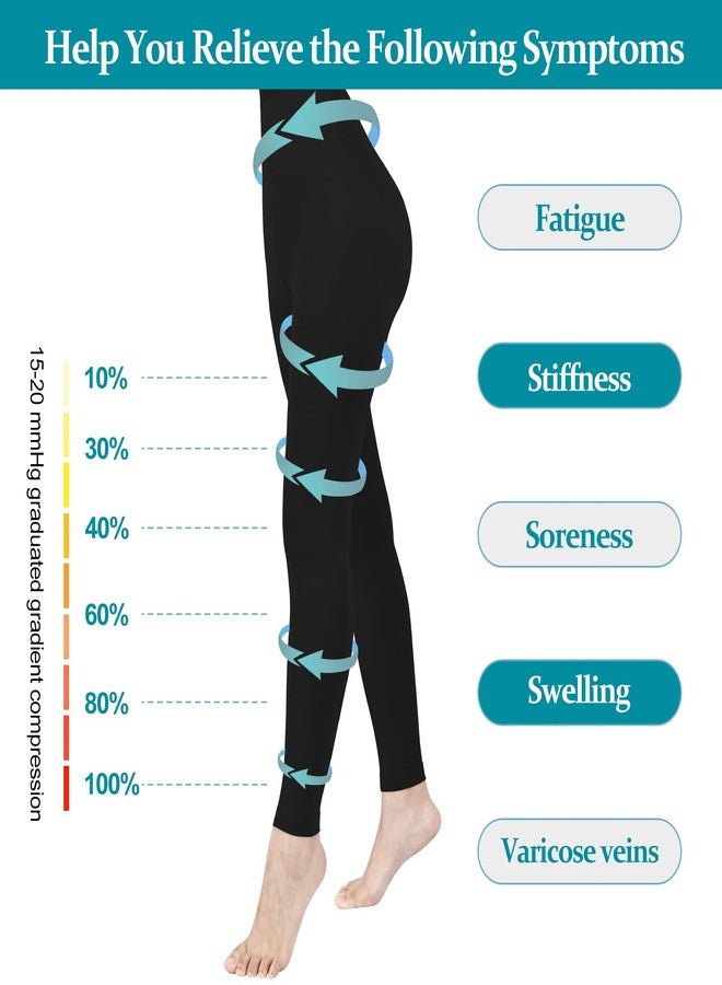 Blahhey S Compression Pantyhose for Women & Men, Footless Compression Stockings, 15-20 mmHg Support, Black. - Image 2