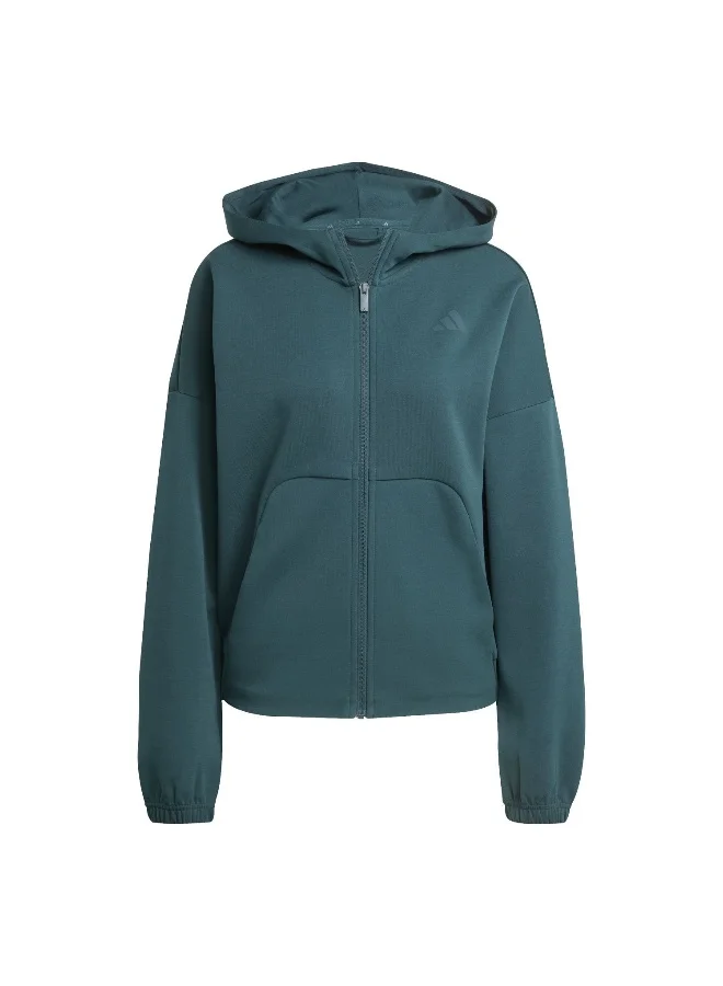adidas Adidas W Fi Sl Fz Hd Green Hooded Track Top Track Tops For Women