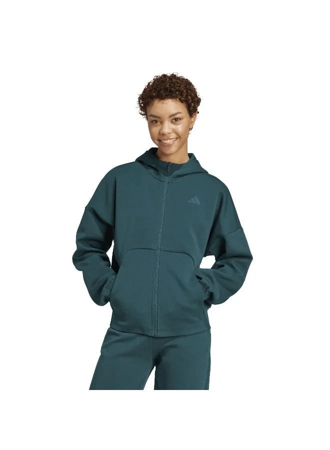 adidas Adidas W Fi Sl Fz Hd Green Hooded Track Top Track Tops For Women