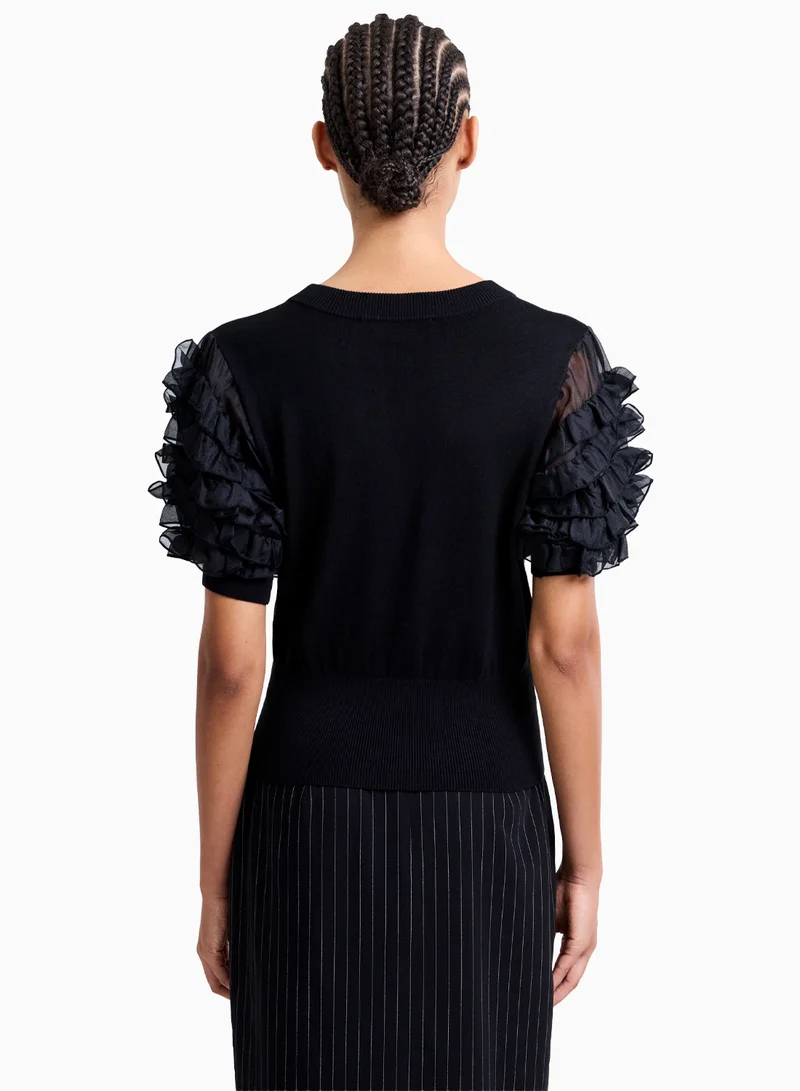 French Connection Krista Mix Stacked Ruffle Top