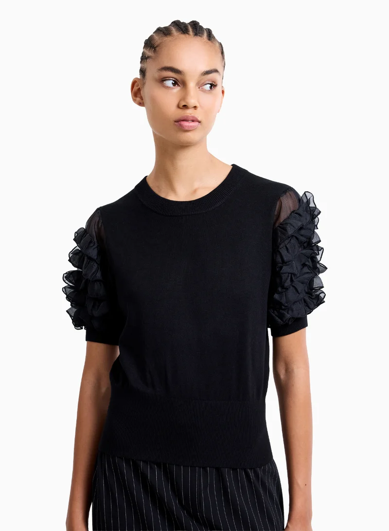 French Connection Krista Mix Stacked Ruffle Top