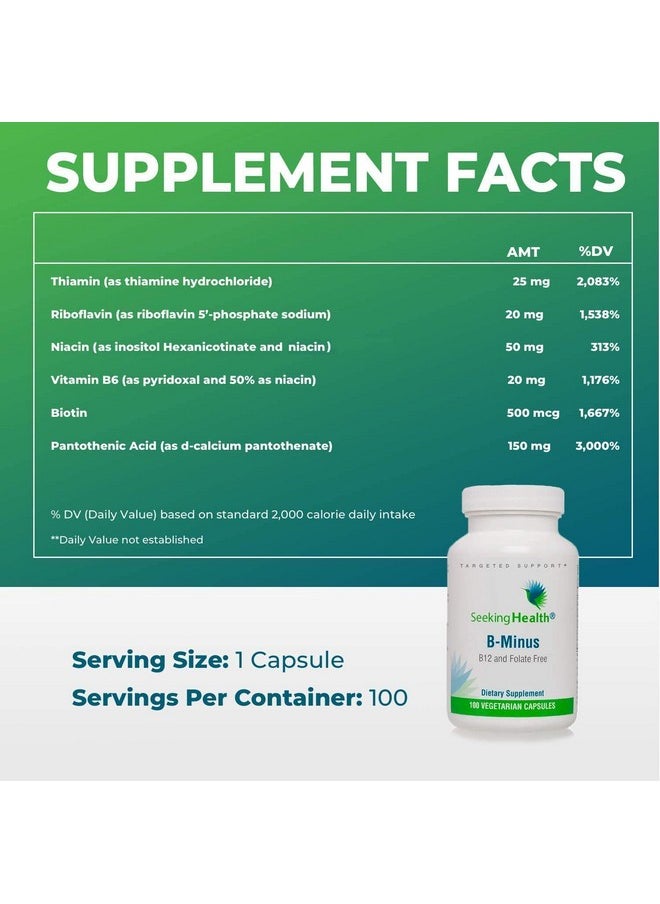 Seeking Health Bminus Vitamin B Complex To Support Methylation Mthfr Support Methylfree Niacin Biotin Supplement For Women Vegetarian Capsules (100 Capsules)  - Image 4