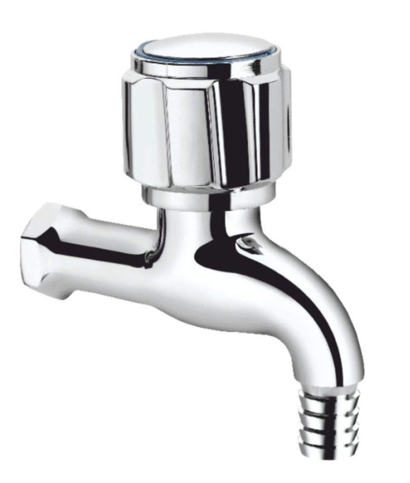NEW WARE Brass Nozzle Bib Cock with Wall Flange Washing Machine Pipe Connector Tap Short Body TapCock for Home OutdoorGardening Water Supply Chrome Finish - Image 1