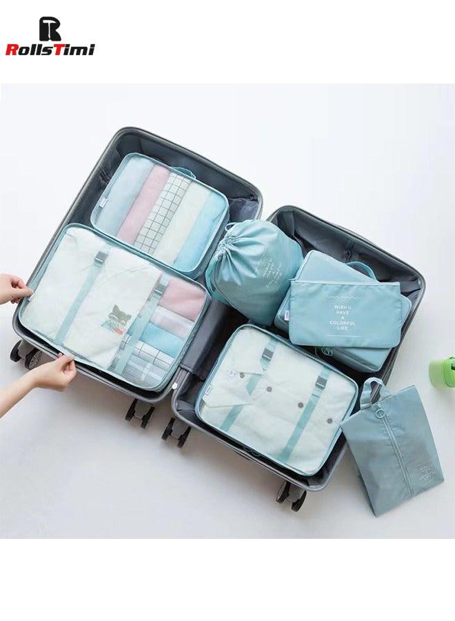 RollsTimi  7 Set Packing Cubes for Suitcases, Travel Luggage Packing Organizers with Laundry Bag, Compression Storage Shoe Bag, Clothing Underwear Bag,Blue - Image 3