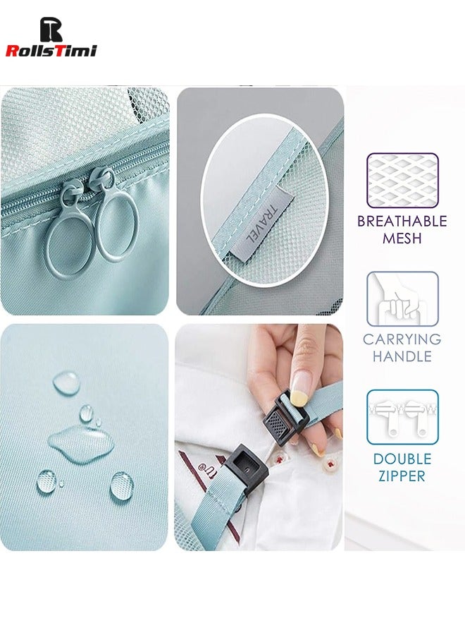 RollsTimi  7 Set Packing Cubes for Suitcases, Travel Luggage Packing Organizers with Laundry Bag, Compression Storage Shoe Bag, Clothing Underwear Bag,Blue - Image 4