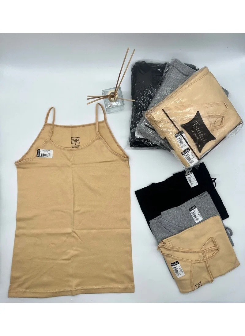 Tutku Passion Women's 4-Pack Cotton Rib Rope Strap Undershirt