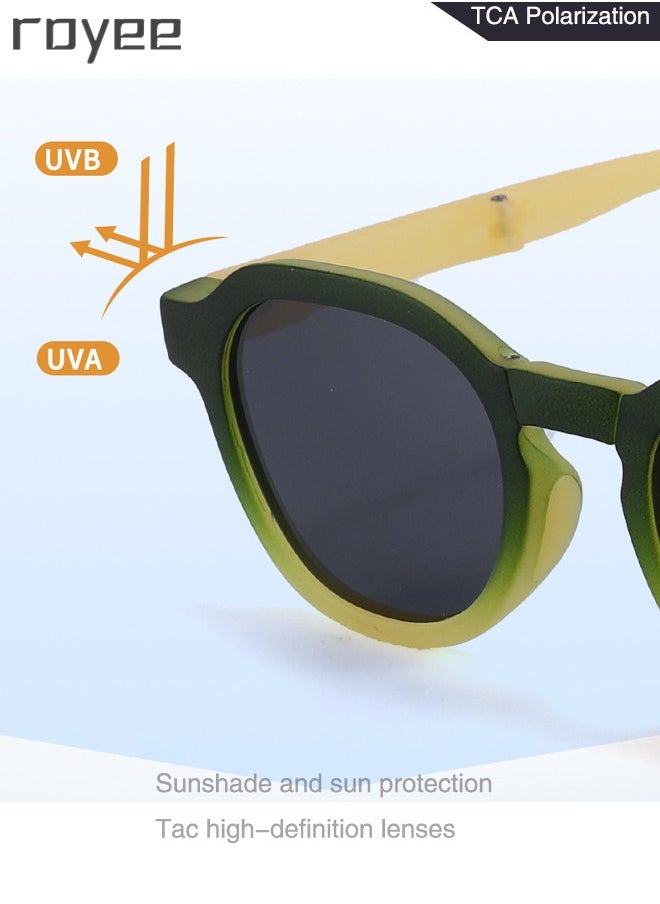 Royee - New Children's Foldable Sunglasses, Polarized Foldable Sunglasses, Sun Protection Sunglasses for Age 2-4 6-8 10-12 Boys Girls Boys and Girls - Image 1