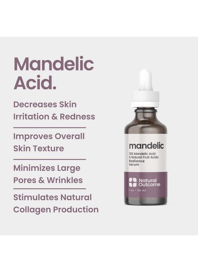 natural outcome - Mandelic Acid 10% : Antiaging Aha Facial Serum With Hyaluronic Acid : Targets Fine Lines Dark Spots And Wrinkles : Clarifies Acne And Stimulates Natural Collagen Production : 1 Oz - Image 1