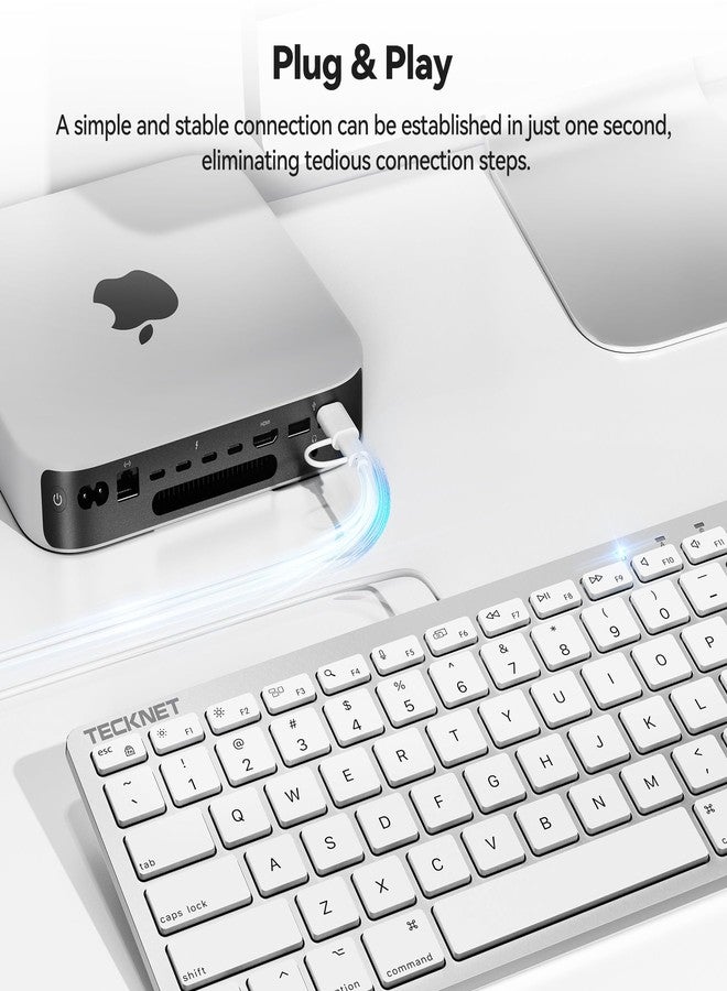 TECKNET Wired Keyboard for MacOS Devices with Dual Interface, Slim Mac Keyboard, Comfortable Ergonomic Typing Angle & Stable Connection for PC/Laptop, Compatible with MacBook, iMac, Mac mini/Pro - Image 5