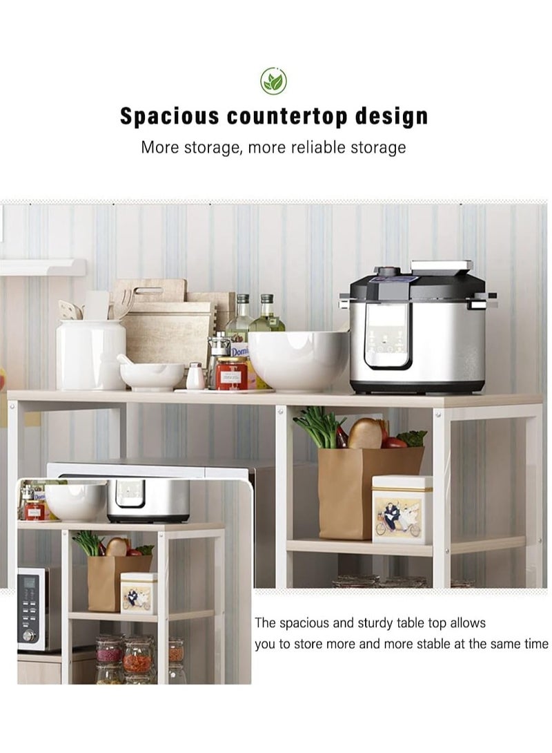 DubaiGallery 4-Tier Kitchen Microwave Oven Stand with Storage Cabinet,Wooden Kitchen Storage Rack,for Spice,Utensils, Vegetable, Fruit,Save Space Organizer Shelf - Image 3