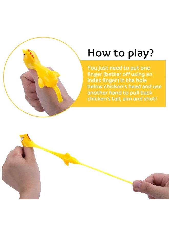 POPLAY 42PCS Flying Chicken Slingshot, Flicking Rubber Chickens Sling Shot Funny Gag Gifts for Kids Adults Party Favors Birthday Goodie Bags Stuffers Novelty Classroom Exchange Gifts - Image 4